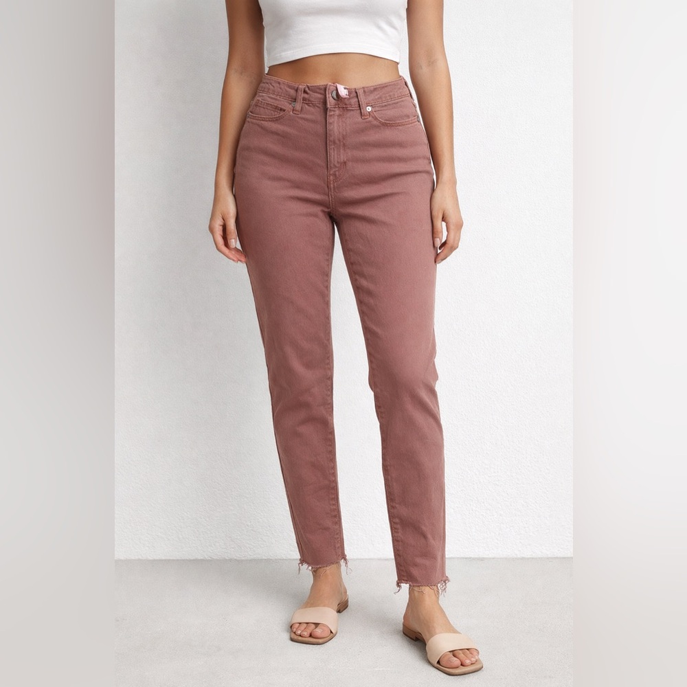 Women’s dusty rose high rise straight leg raw hem pink casual pants size 9